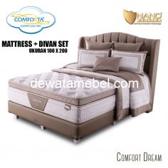 Kasur + Divan Set Ukuran 100 - Comforta Comfort Dream 100 / Light Brown FREE Mattress Protector 